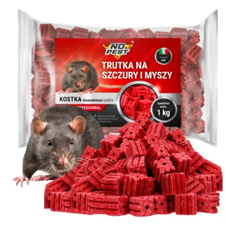No Pest, Bromadiolon, Blokken, Rattengif en Muizengif, Knaagdierengif, 1 kg